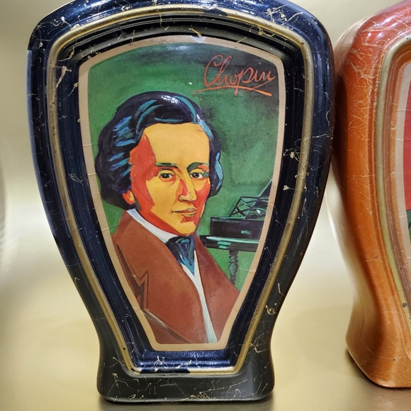 Pair Vntg Jim Beam Bottles Decanters Chopin Beethoven design by Edward Weiss - Picture 5 of 13